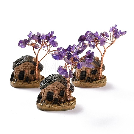 Resin & Natural Amethyst Model Ornament DJEW-Z001-01F-1