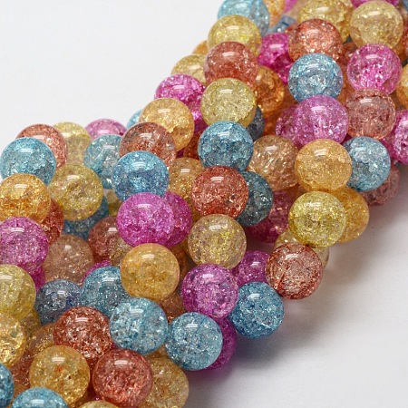 Crackle Glass Round Beads Strands CCG-E001-6mm-02-1