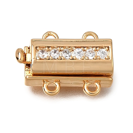 4-Hole Brass Micro Pave Clear Cubic Zirconia Box Clasps CU-CBA4292-863G-1