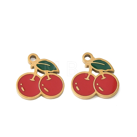 Fruit 304 Stainless Steel Enamel Pendants SA-CBA49D2-11G-11-1