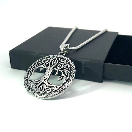 Nordic Viking Element Tree of Life Stainless Steel Gothic Necklace Pendant NK2367-1