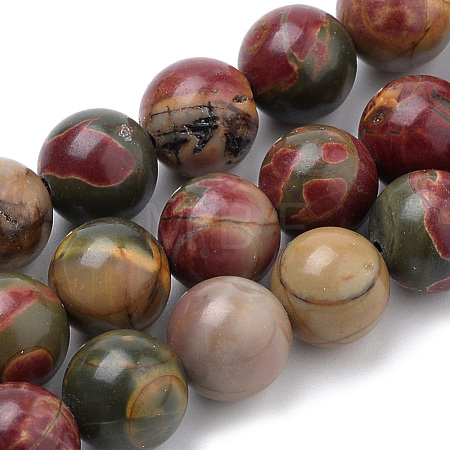 Natural Polychrome Jasper/Picasso Stone/Picasso Jasper Beads Strands G-S259-23-12mm-1