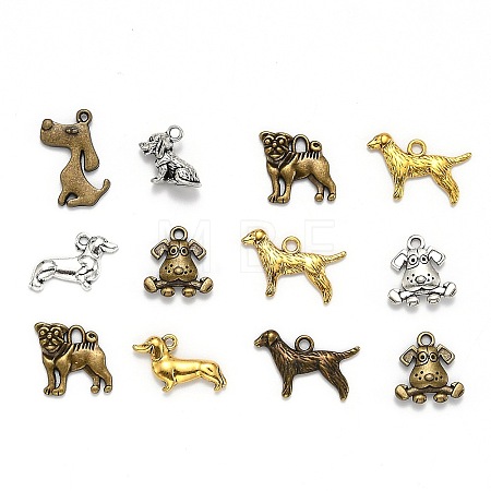 Tibetan Style Alloy Puppy Pendants TIBEP-MSMC021-28-1