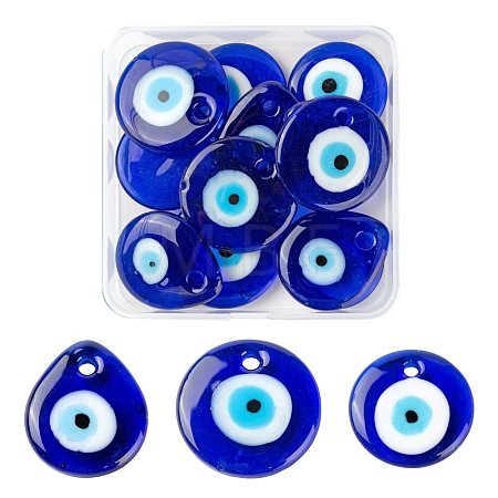 12Pcs 3 Style Handmade Lampwork Evil Eye Pendants LAMP-LS0001-15-1