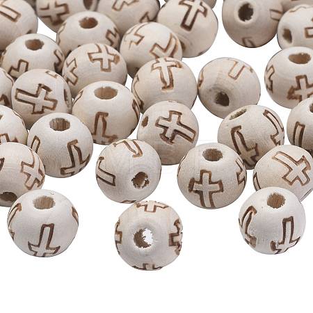 Natural Round Wood Beads WOOD-S656-LF-1