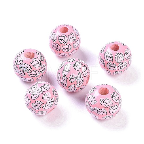 Printed Wood Beads WOOD-C017-01E-1