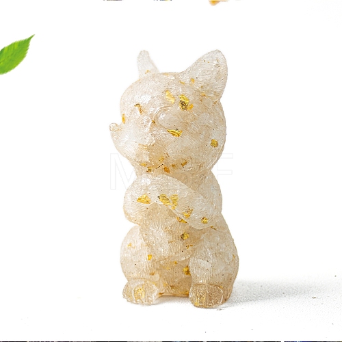 Natural Quartz Crystal Resin Carved Prayer Fox Statue Home Decoration PW-WG7B3B9-03-1