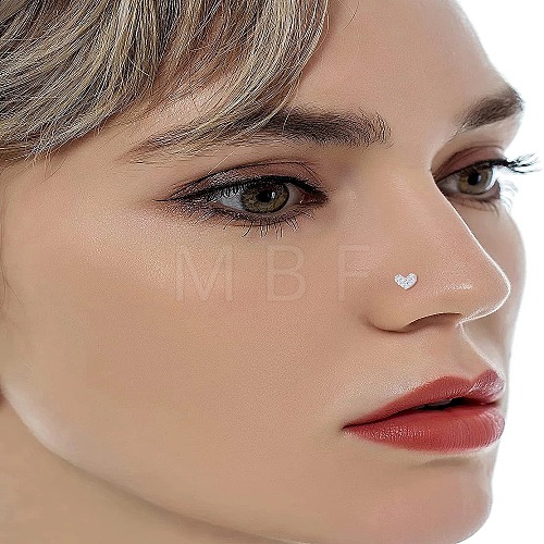 316L Surgical Stainless Steel Clear Cubic Zirconia L-Shaped Nose Rings WG135CD-14-1