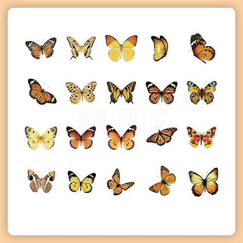 40Pcs 20 Styles Waterproof PET Butterfly Sticker Labels PW-WG83746-14-1