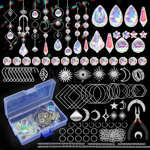 Iron & Crystal Glass Sun Catcher Pendant Decoration Kit PW-WGC5540-02-1