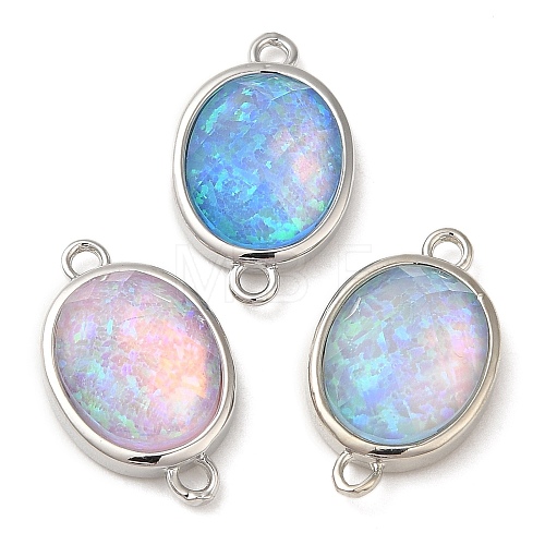 Synthetic Opal Connector Charms KK-S370-03P-1