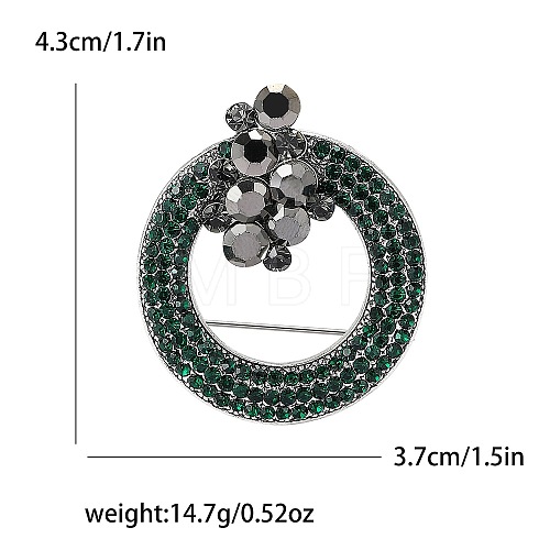 Retro Alloy and Glass Rhinestone Wreath Brooch for Women PW-WG33972-01-1