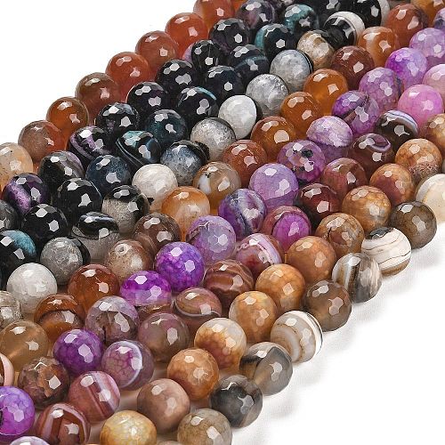 Natural Banded Agate/Striped Agate Beads Strands G-L595-A05-02-1