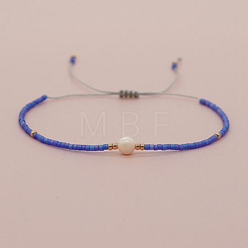 Glass Imitation Pearl & Seed Braided Bead Bracelets WO2637-20-1