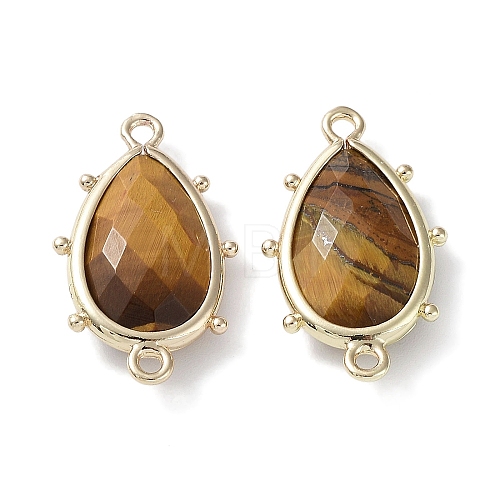 Natural Tiger Eye Connector Charms G-G012-05G-17-1