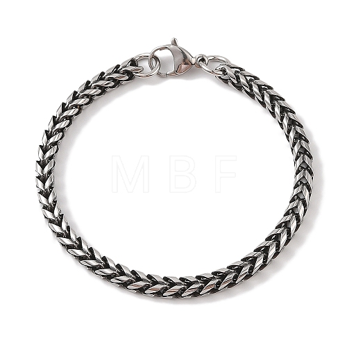 304 Stainless Steel Wheat Chain Bracelets for Men BJEW-B096-36A-AS-1