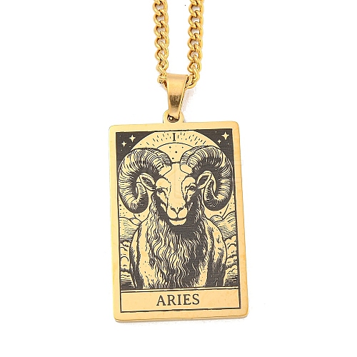 304 Stainless Steel Tarot Pendant Necklaces NJEW-A026-01G-01-1