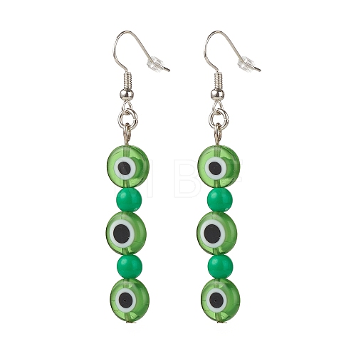 Lampwork Evil Eye & Acrylic Beaded Dangle Earrings EJEW-JE04972-03-1