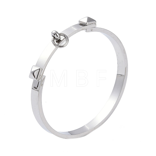 Tarnish Resistant Ring with Square 304 Stainless Steel Bangles BJEW-G700-04P-1