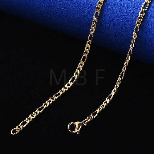 PVD Vacuum Plating 304 Stainless Steel Figaro Chain Necklaces NJEW-S420-003C-G-1