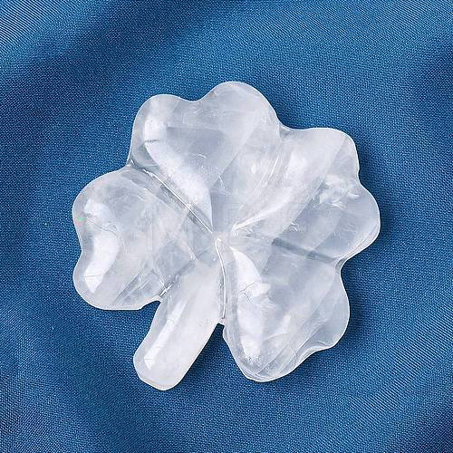 Natural Quartz Crystal Carved Clover Figurines Statues for Home Office Tabletop Feng Shui Ornament DJEW-G044-01E-1