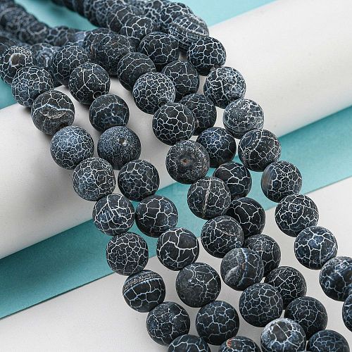 Natural Weathered Agate/Crackle Agate Beads Strands X-G-SR8MM-63-1