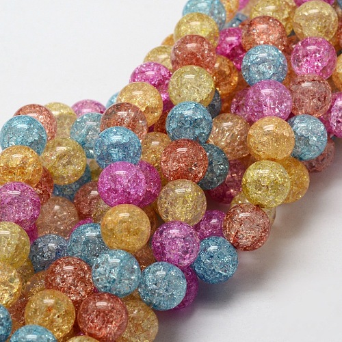 Crackle Glass Round Beads Strands CCG-E001-6mm-02-1
