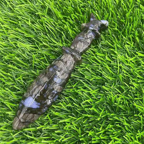 Natural Glaucophane Carved Healing Dagger Figurines PW-WG52324-12-1