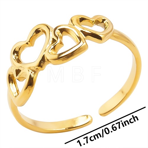 Stainless Steel Heart Cuff Ring for Unisex TN4349-2-1