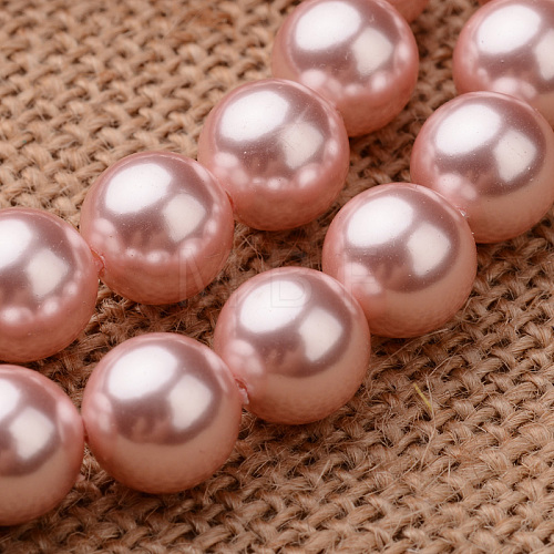 Polished Round Grade A Shell Pearl Bead Strands BSHE-M027-10mm-23-1