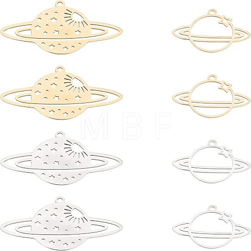 Unicraftale 8Pcs 4 Style Ion Plating(IP) 201 Stainless Steel Pendants STAS-UN0027-63-1