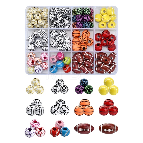 11 Style Sports Theme Acrylic Beads OACR-YW0001-92-1