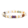 Bamboo Natural Mixed Gemstone Bead Stretch Bracelets PW-WGA2F67-01-2