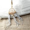 Imitation Pearl Woven Net/Web with Feather Hanging Ornaments PW23030910711-1