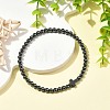 Synthetic Non-magnetic Hematite Round and Religion Cross Beaded Stretch Bracelets for Men BJEW-JB14406-02-1