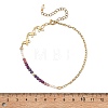 Natural Amethyst & Pearl Round Beaded Butterfly Anklets AJEW-AN00795-02-4