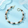 Shell Pearl & Natuarl Tiger Eye Round Beaded Bracelets for Women BJEW-JB12896-1