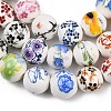 Mixed Styles Floral Printed Porcelain Beads Strands PORC-M004-01M-2