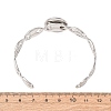 304 Stainless Steel Coffee Bean Chain Cuff Bracelet Blanks with Flat Round Bezel Settings SA-CBA4160-02B-P-3