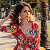 2 Pairs 2 Colors Polyester Tassel with Pompom Chandelier Earrings EJEW-AN0001-75-4