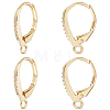 4Pairs Brass Micro Pave Clear Cubic Zirconia Leverback Earring Findings KK-BBC0021-97G-1
