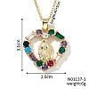 Brass Cubic Zirconia Hollow Heart Design Virgin Mary Pendant Exquisite Necklaces FG0740-1-1