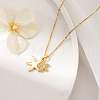 304 Stainless Steel Micro Pave Clear Cubic Zirconia Double Starfish Pendant Necklaces FS-WG2E0D3-01-1