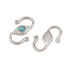 304 Stainless & Synthetic Turquoise S-Hook Clasps SA-CBA3073-02P-03-2