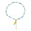 304 Stainless Steel Fish Pendant Natural Aquamarine Chip and Pearl Beaded Necklaces for Women NJEW-JN06299-02-2