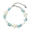 Shell Pearl & Synthetic Turquoise & Natural Larimar Beaded Bracelets for Women BJEW-JB14111-3
