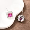 Square Brass Micro Pave Cubic Zirconia Stud Earrings EJEW-Z164-22P-04-3