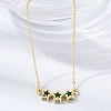 Brass Glass Triple Star Pendant Necklaces KK-CBAB173-03G-05-2
