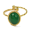 Oval Natural Dyed & Heated Green Onyx Agate Finger Rings RJEW-Q822-55G-01-2