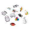 Crafans 12Pcs 12 Style Rugby & Bottle & Piano & Violin & Pencil Enamel Pins JEWB-CF0001-02-12